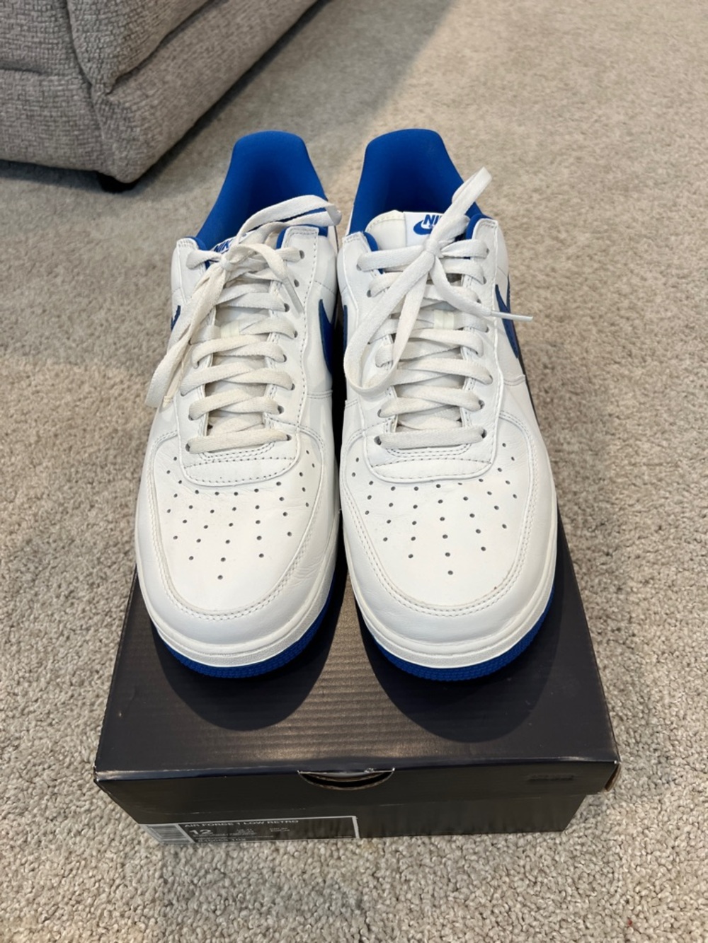 Nike Air Force 1 Low Retro White and Blue Low-Top Sneakers